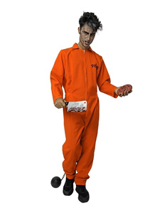 Disfraz de Preso Naranja Zombie para hombre