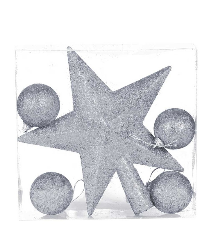 Blister estrella plata 19 cms.+4 bolas