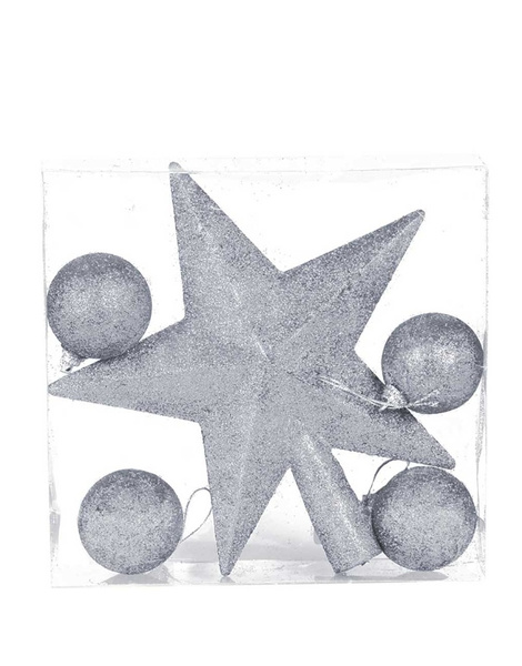 Blister estrella plata 19 cms.+4 bolas