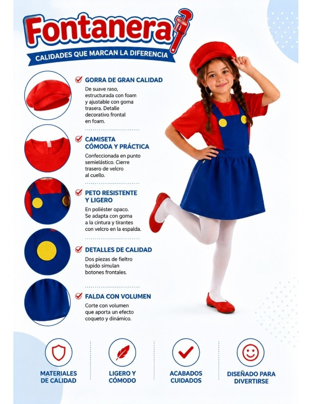 Disfraz Fontanera infantil 8/10 años