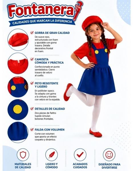 Disfraz Fontanera infantil 8/10 años