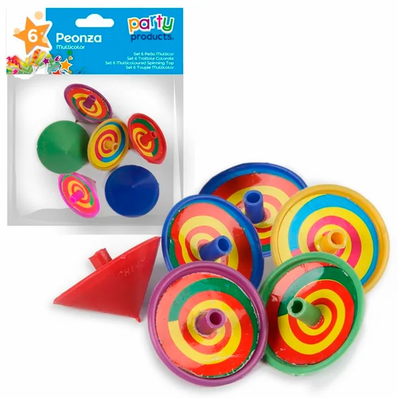 6 peonzas multicolor-juguete piñatas