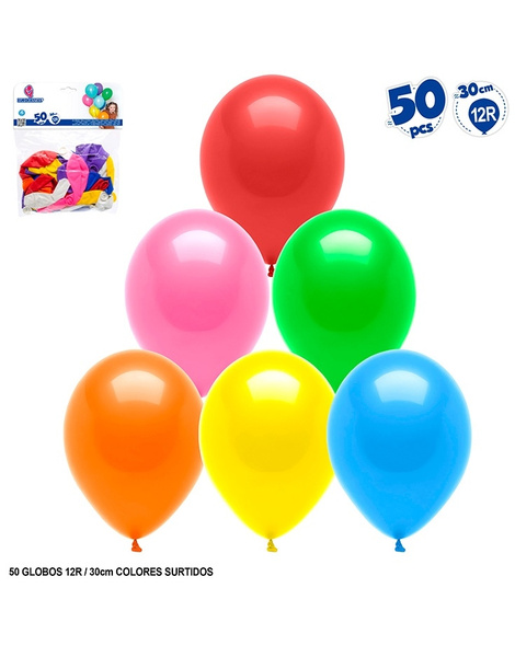 Bolsa 50 globos Colores surtidos 30cms.