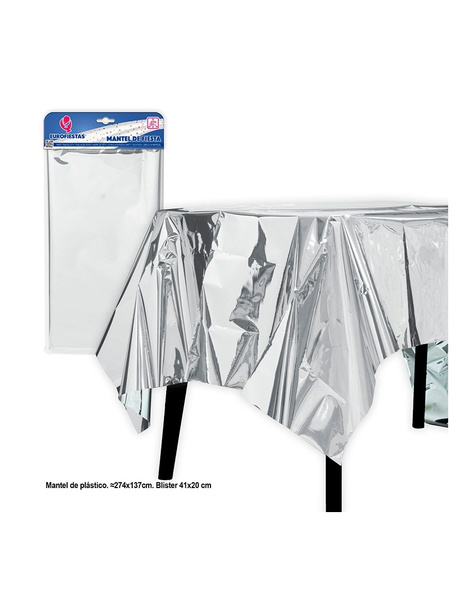 Mantel reusable plata 137x274 cm.