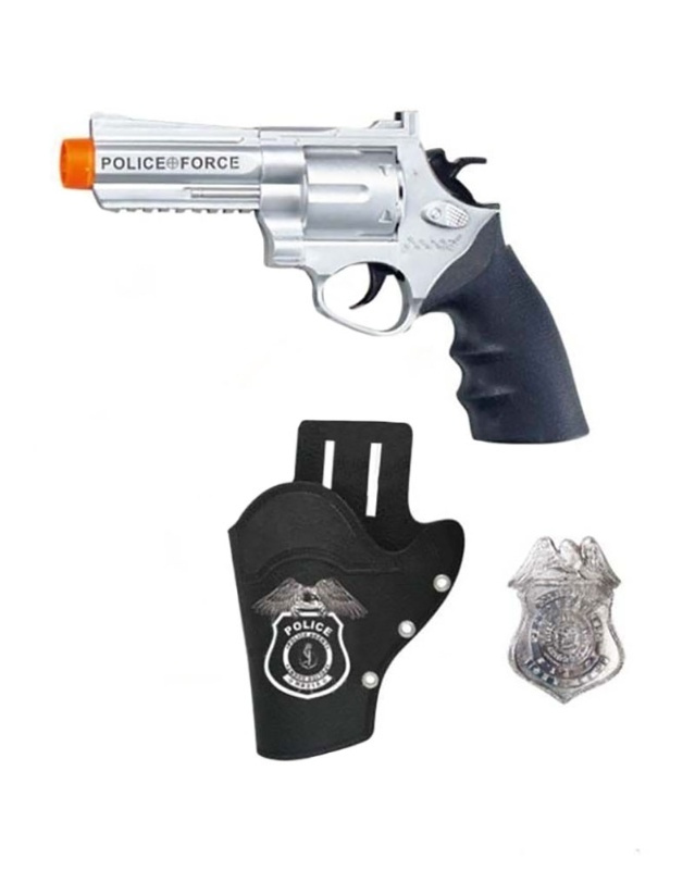 Set pistola policía con funda y placa