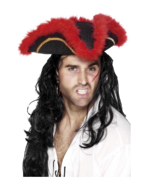 Sombrero Pirata Rojo/Negro adulto