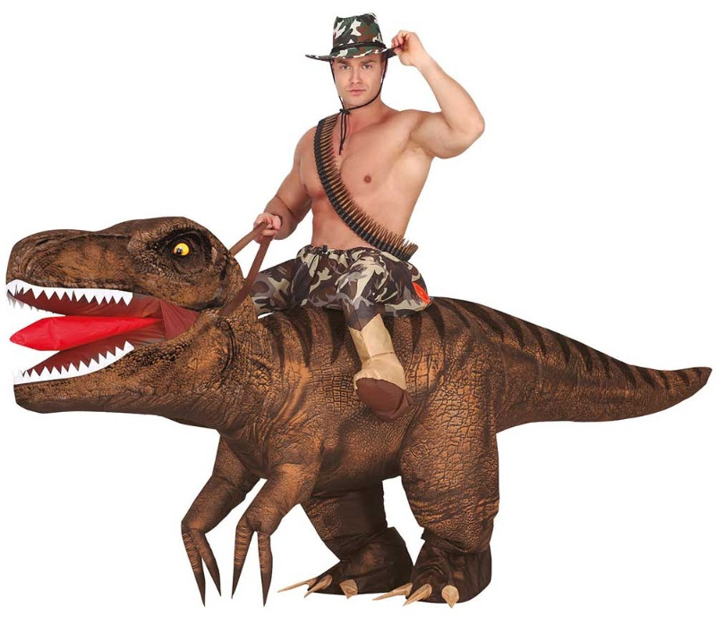 Disfraz hinchable dinosaurio montado