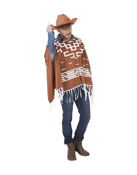 Set cowboy : Poncho+sombrero adulto
