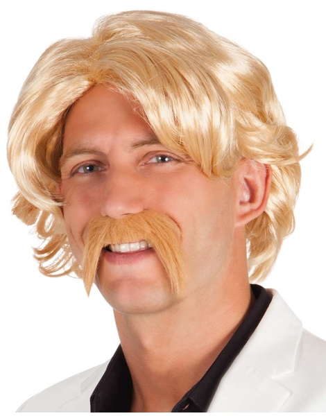 Peluca hombre rubio con bigote