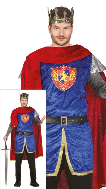 Disfraz Rey medieval azul adulto