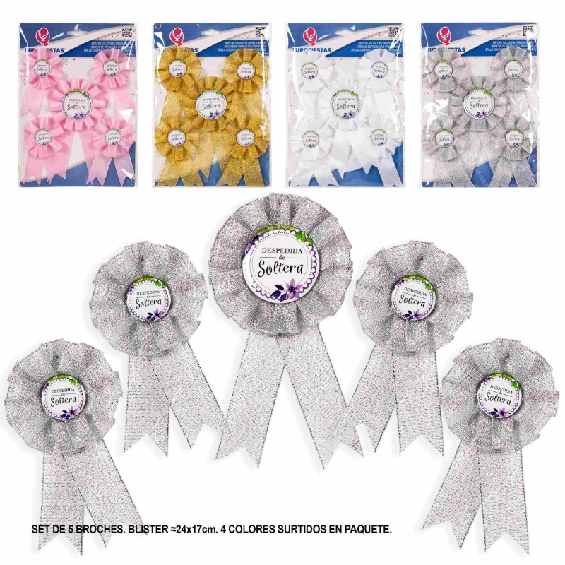 Set Broches despedida soltera flores