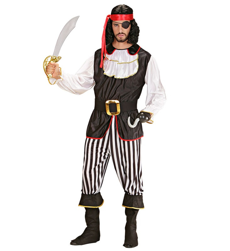 Disfraz Pirata a rayas negras adulto