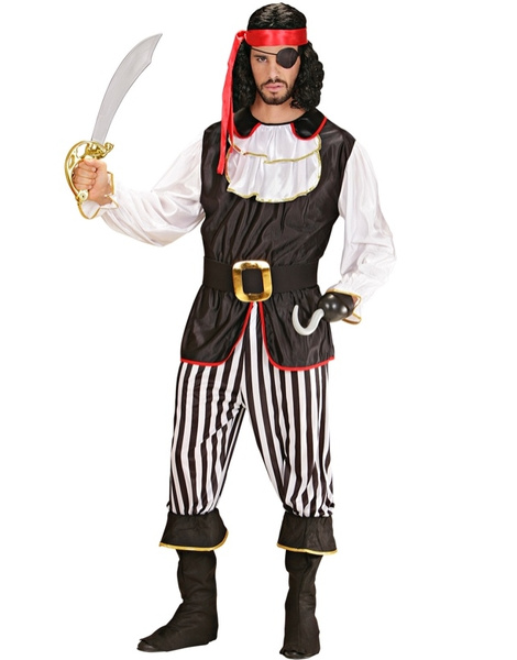 Disfraz Pirata a rayas negras adulto