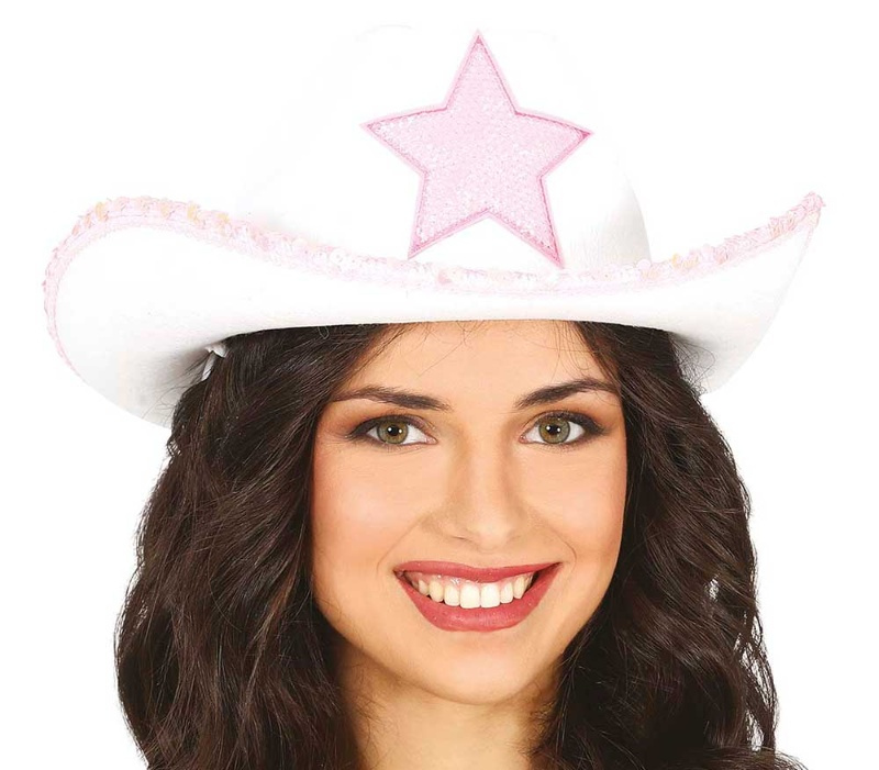 Sombrero vaquero blanco con estrella AD.