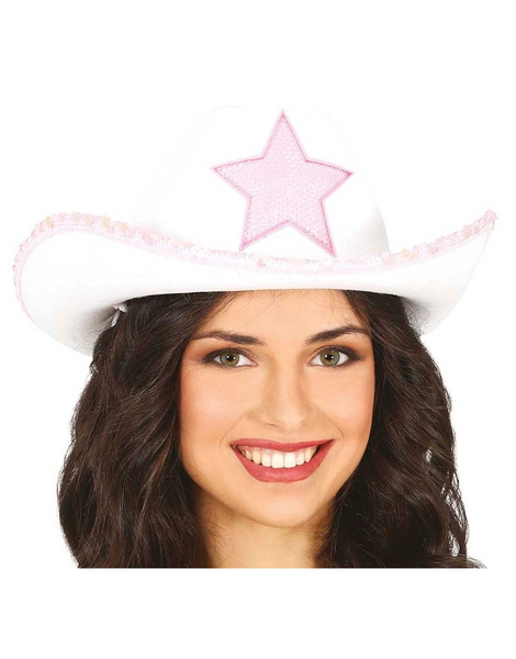 Sombrero vaquero blanco con estrella AD.