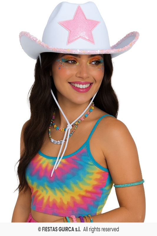 Sombrero vaquero blanco con estrella AD.