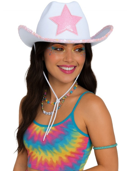 Sombrero vaquero blanco con estrella AD.