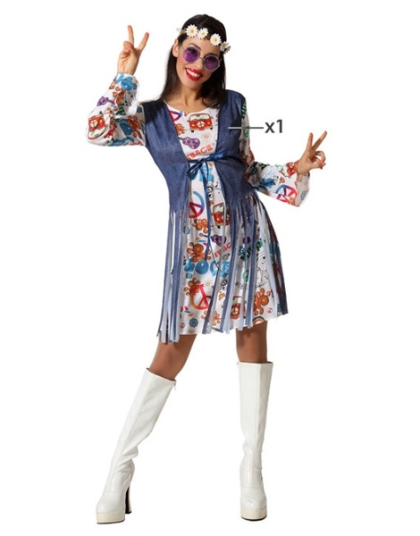 Disfraz Hippie flower mujer multicolor