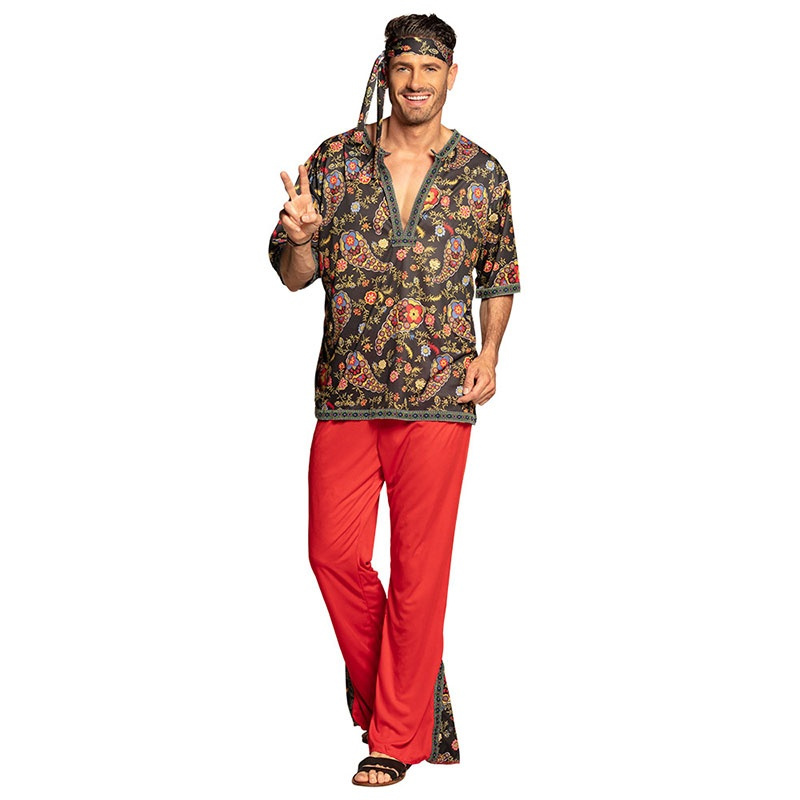 Disfraz Hippie flores para hombre XL
