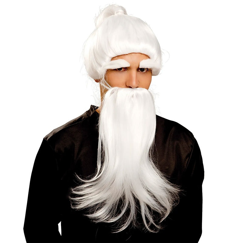 Peluca y barba blanca larga