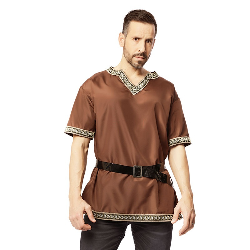 Camisa medieval marrón adulto T.ML