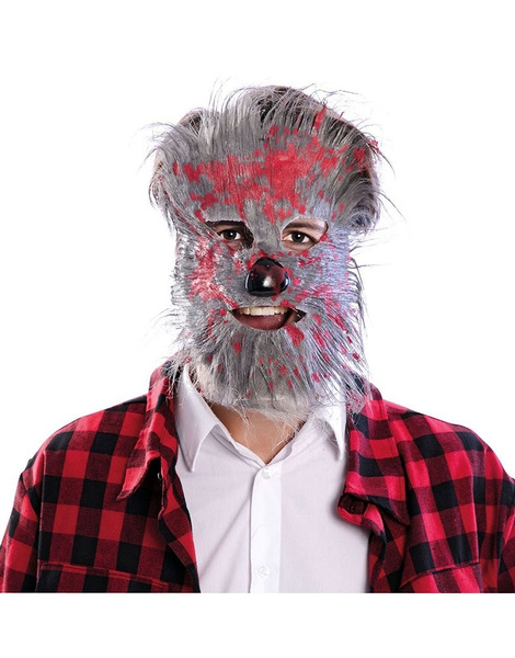 Máscara hombre lobo gris 26x32 cms