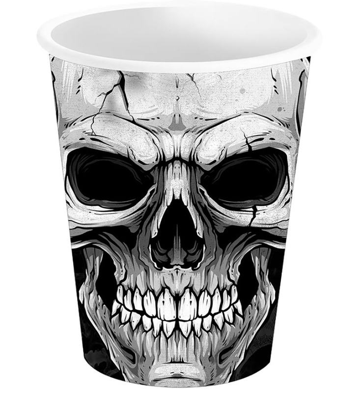 Bolsa 6 Vasos Calavera 240ml 9Cms.