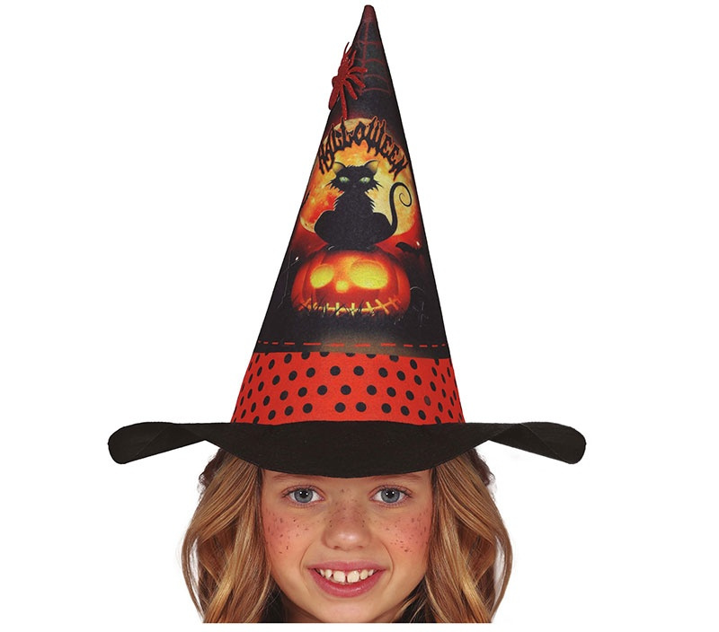 Gorro Bruja naranja infantil