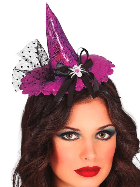 Diadema Mini Hat Bruja Lila