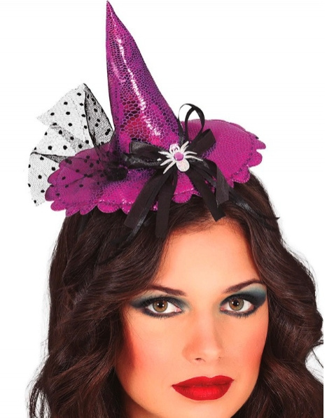 Diadema Mini Hat Bruja Lila