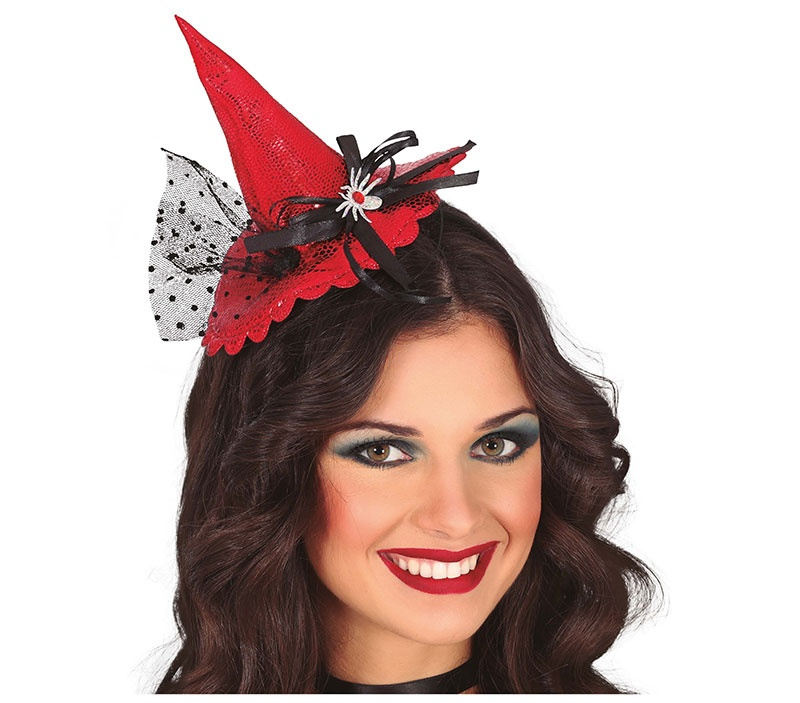 Diadema Mini Hat Bruja Rojo