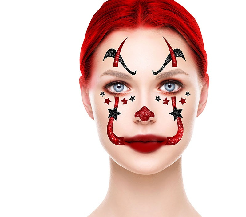Tattoo para cara Payaso Brillante