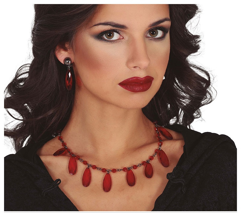 Collar y Pendiente rubies rojos