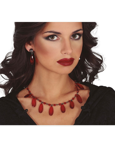 Collar y Pendiente rubies rojos