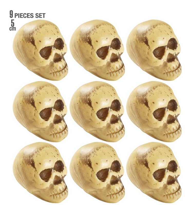 Set 9 calaveras de 5 cms.