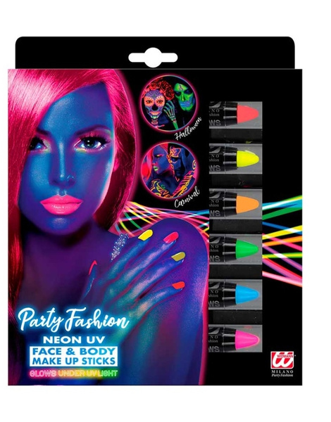 Set 6 lápices maquillaje fluorescente UV