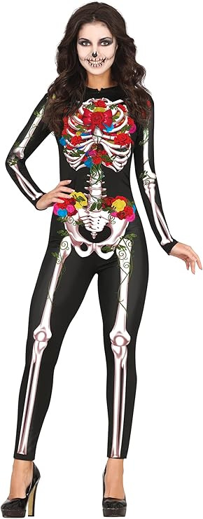 Disfraz Mono Esqueleto Colorido Mujer