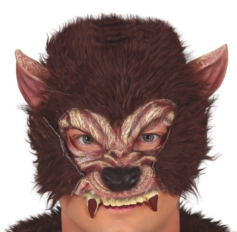 Media Mascara Hombre Lobo con Pelo Latex