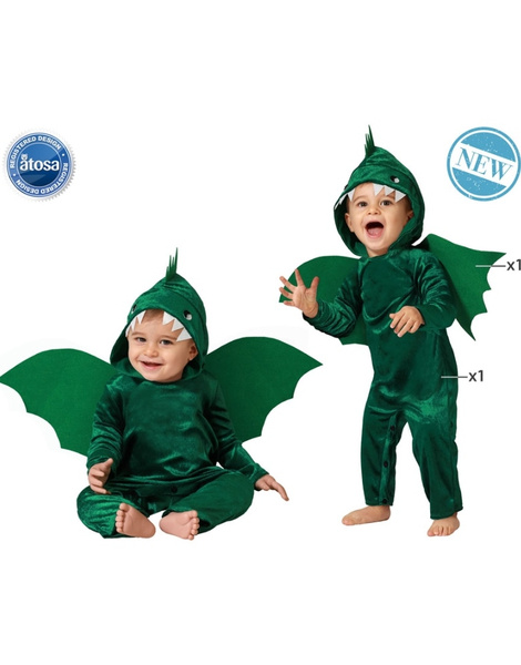 Disfraz Dragón verde con alas para bebés
