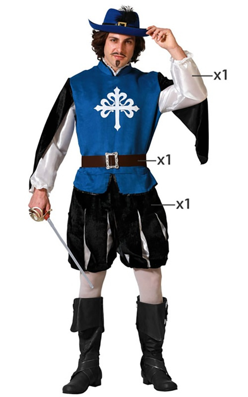 Disfraz Mosquetero azul para hombre