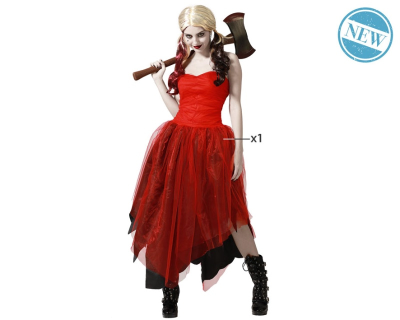 Disfraz Arlequín vestido rojo para mujer