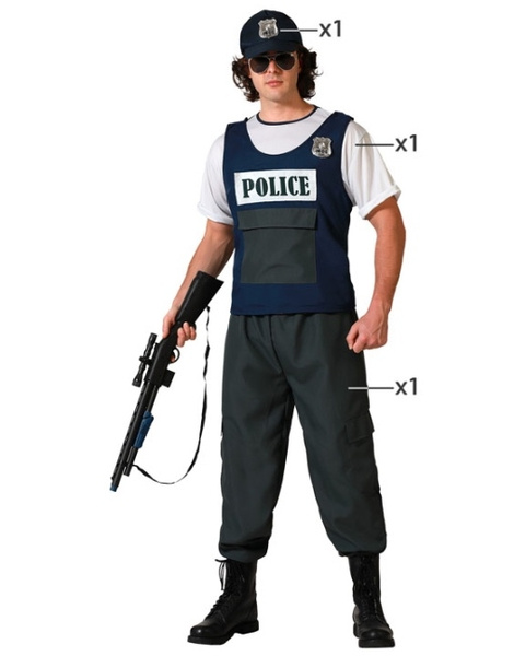 Disfraz Policía con chaleco adulto