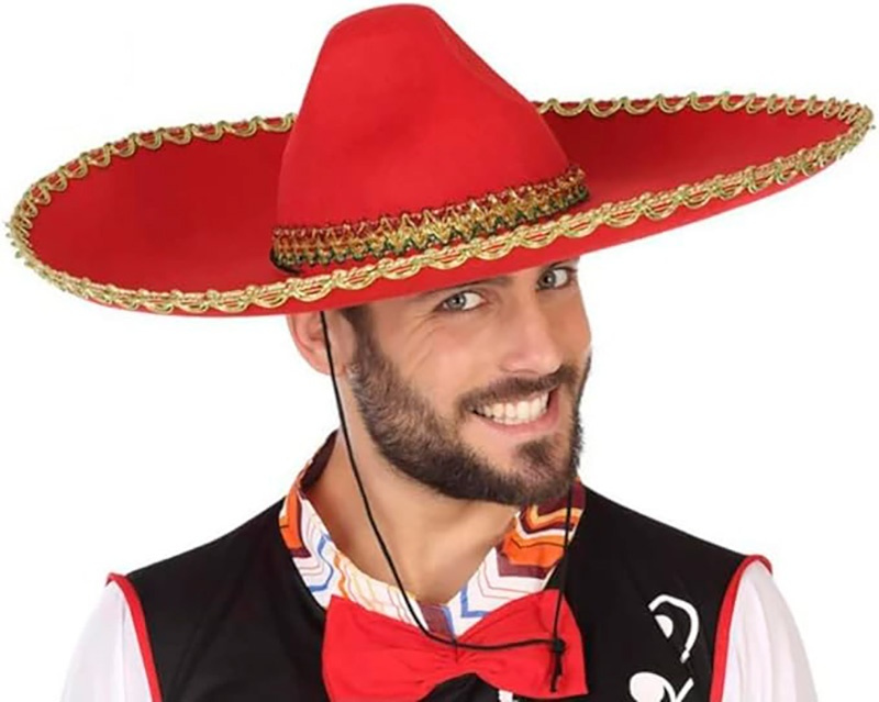 Sombrero fieltro mejicano rojo 58 cms.