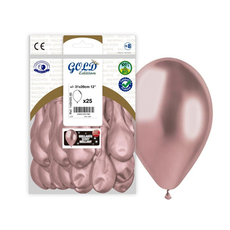 Bolsa 25 globos Espejo Rosa-Oro-96