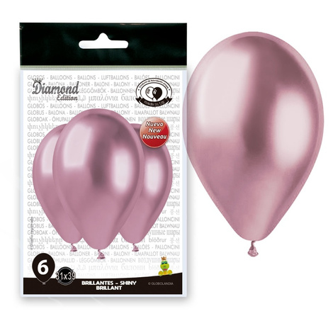 Bolsa 6 globos rosa espejo