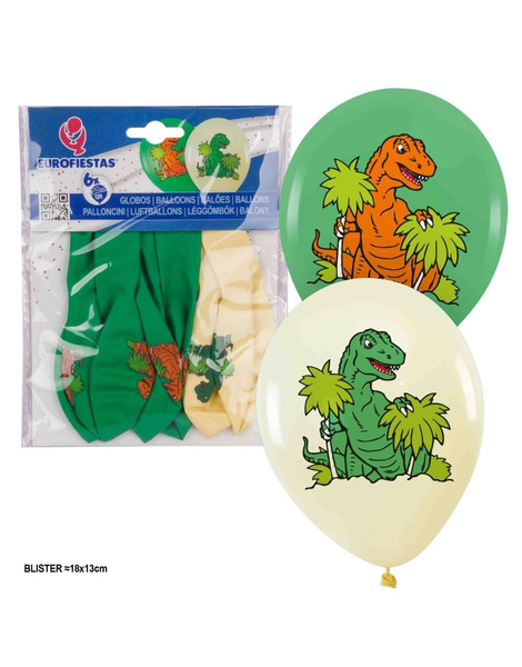 6 Globos impresos Dinosaurios