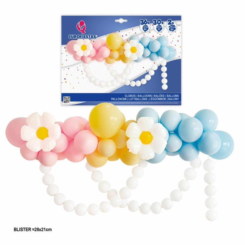 Set orgánico Globos pastel margaritas