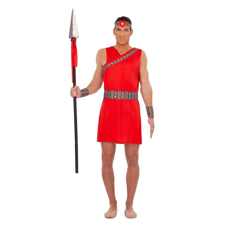Disfraz hombre massai rojo adulto ML