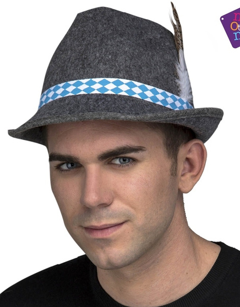 Sombrero tirolés gris con pluma