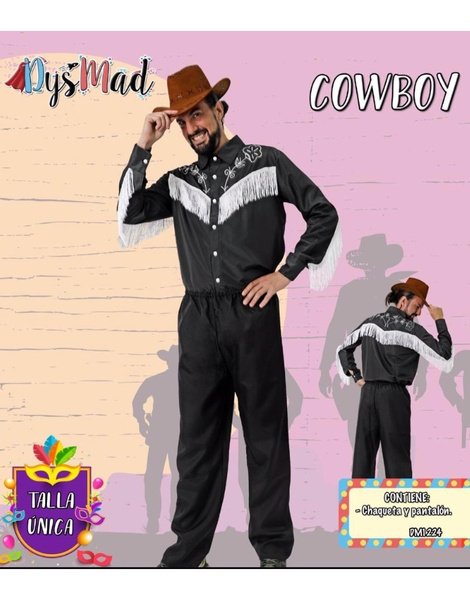 Disfraz Cowboy negro TV  adulto